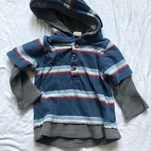 Tucker + Tate blue striped hooded shirt